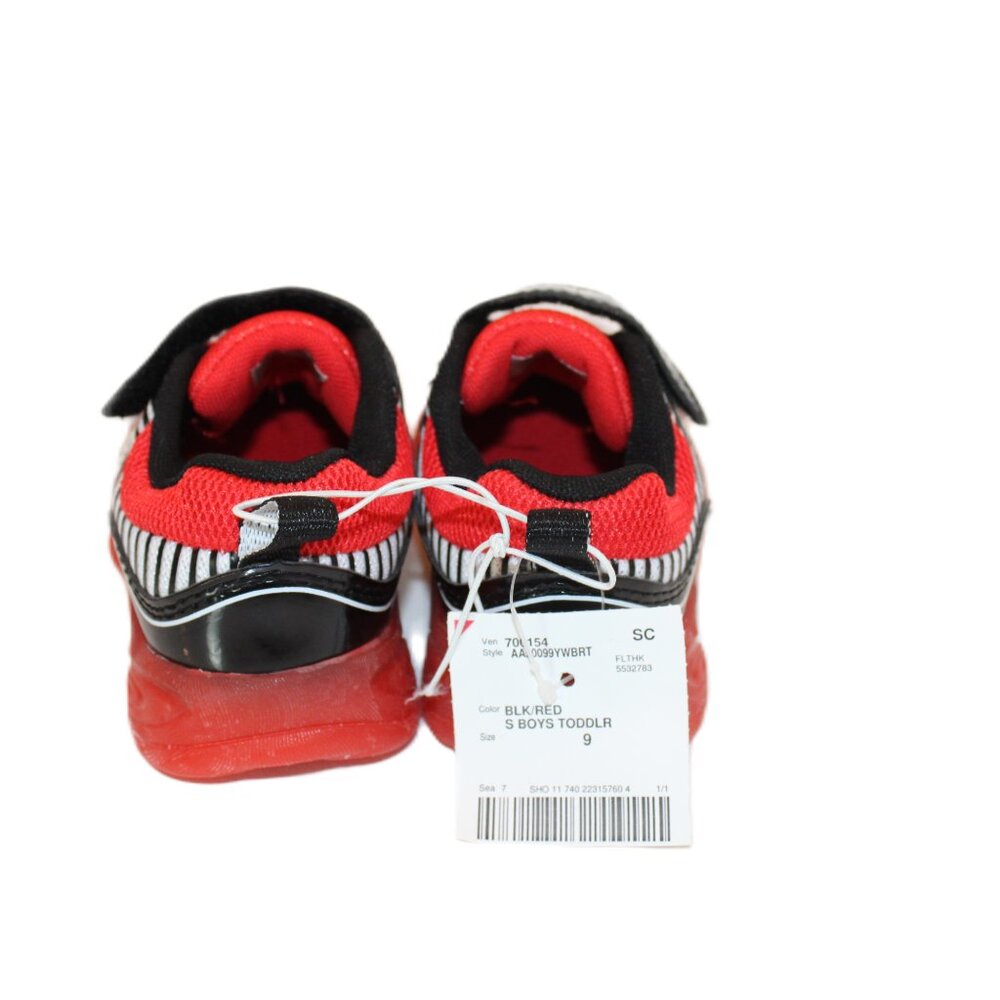 Avia Boys Sneakers Velcro Elastic Slip On Black Red White Size 9 - Picture 4 of 6